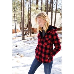 Eddie Bauer Red Buffalo Checker Long Sleeve Hoodie